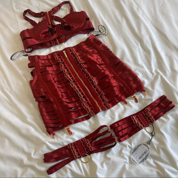 Bordelle Other - Bordelle Burnt Red Set | Waspie • Tomoe Bra • Webbed Garters